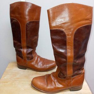 LM Boots La Mundial - Custom Tall Riding Boots, Two-Tone Brown ~SEE MEASUREMENTS